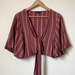 AEO | striped wrap crop cardigan